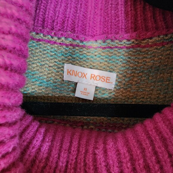 Knox Rose color block striped sweater turtleneck boho oversized womens XL - Picture 3 of 5